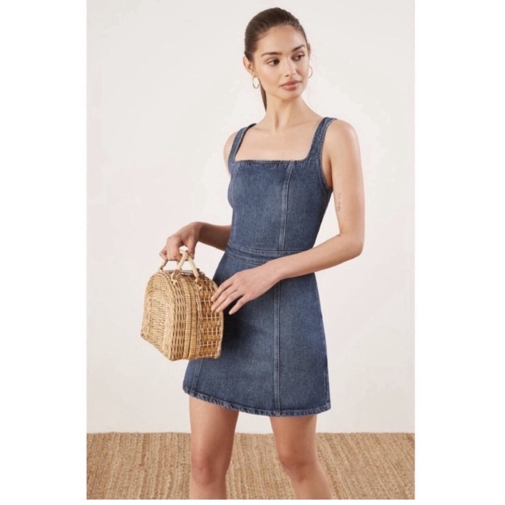 Reformation Parker Denim Sleeveless Mini Dress Size 8